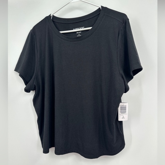 Torrid Size 3 3X Super Soft Rib Knit Top Blouse Black NWT - Picture 1 of 3